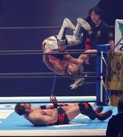 　オカダ・カズチカに立ち向かう棚橋弘至（撮影・金田祐二）