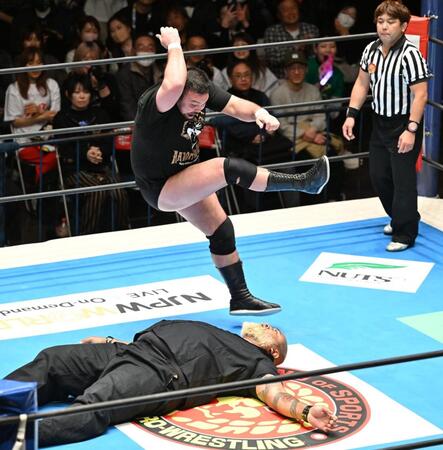 ドン・ファレ（下）を攻めるウルフアロン