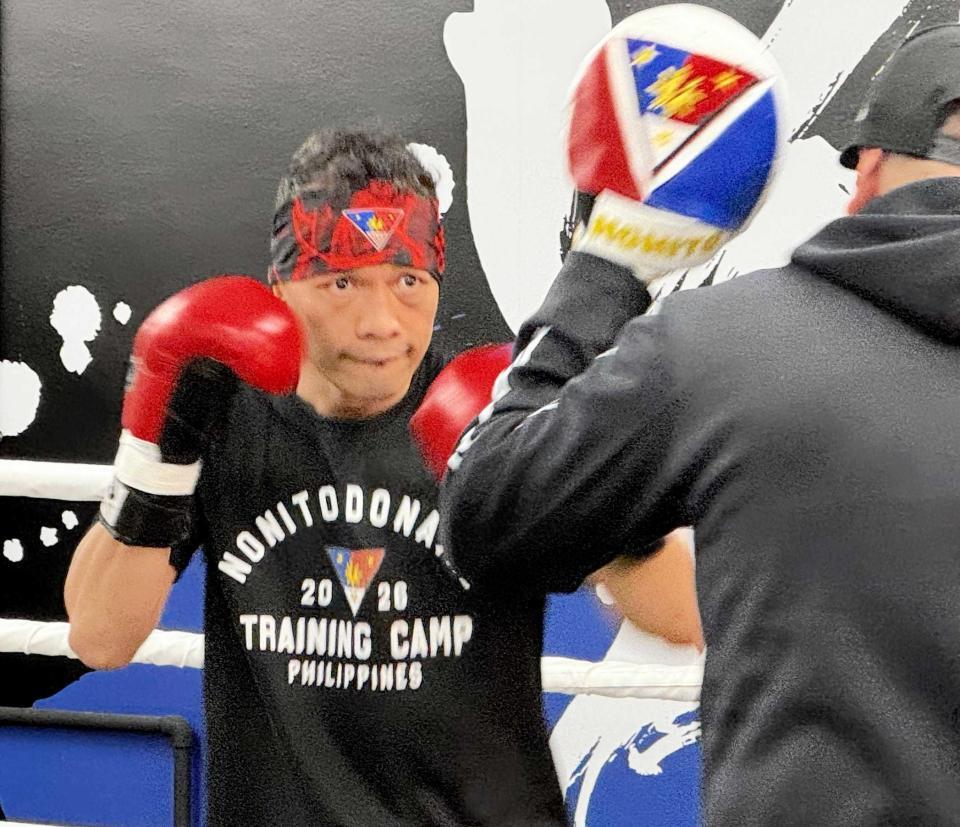 　公開練習を行ったドネア（撮影・藤川資野）