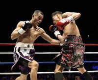 ２回、ノニト・ドネアを攻める増田陸（撮影・石井剣太郎）