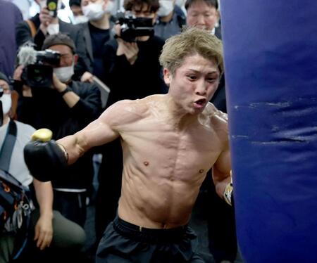 練習を公開した井上尚弥（撮影・金田祐二）