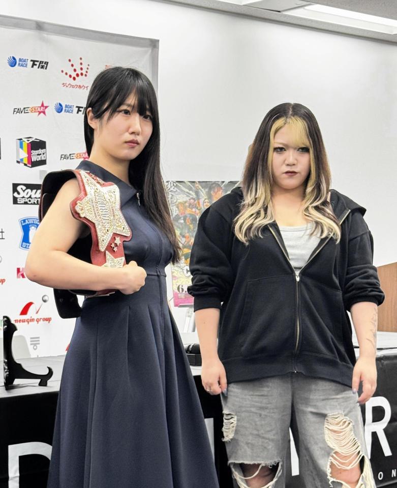 ６・２０代々木大会でワールド王座戦を行う王者・玖麗さやか（左）と挑戦者・鈴季すず