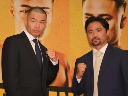 ＷＢＡ世界バンタム級王座決定戦で対戦する増田陸（左）と比嘉大吾（撮影・持木克友）