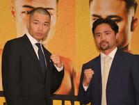 ＷＢＡ世界バンタム級王座決定戦で対戦する増田陸（左）と比嘉大吾（撮影・持木克友）