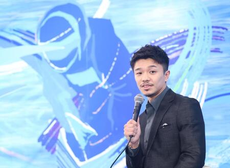 ボートレースの番組に出演した中谷潤人（撮影・佐々木彰尚）