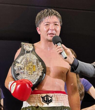 　初防衛に成功した左右田泰臣