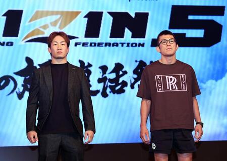青木真也（右）との対戦が決定した朝倉未来（撮影・佐藤厚）