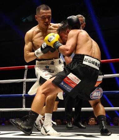６回、比嘉大吾を攻める増田陸（撮影・石井剣太郎）