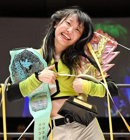 東京プリンセスカップ初優勝を果たした鈴芽（東京女子プロレス提供）