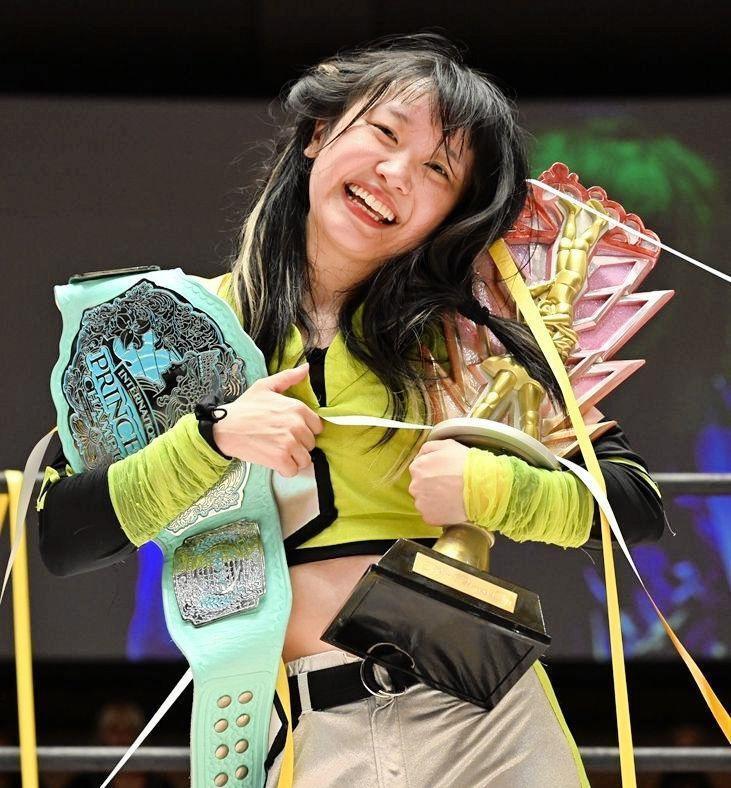 東京プリンセスカップ初優勝を果たした鈴芽（東京女子プロレス提供）
