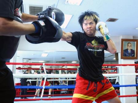 練習を公開した那須川天心（撮影・石井剣太郎）