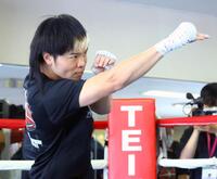 練習を公開した那須川天心（撮影・石井剣太郎）
