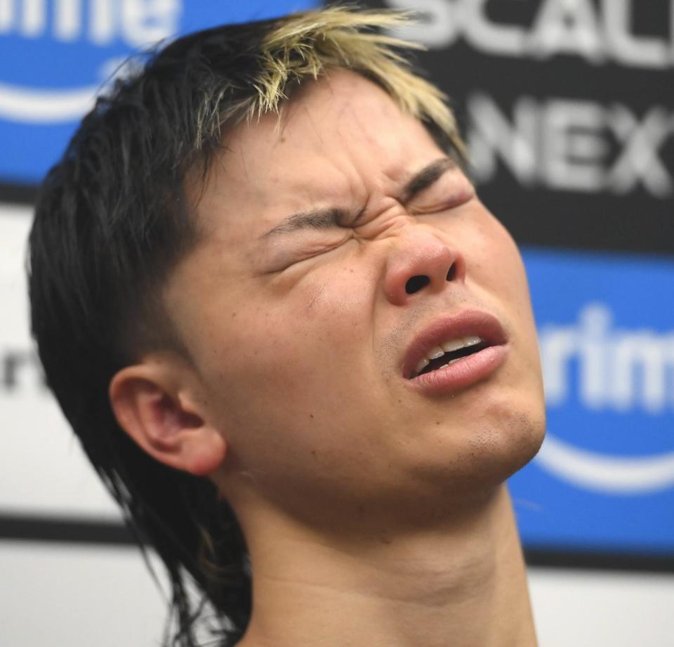 試合を振り返る那須川天心（撮影・堀内翔）
