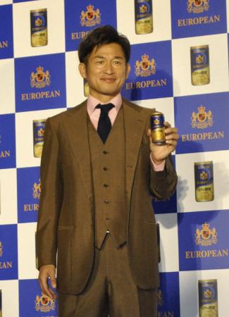 　缶コーヒー「ジョージア　ヨーロピアン」のイベントに出席した三浦知良