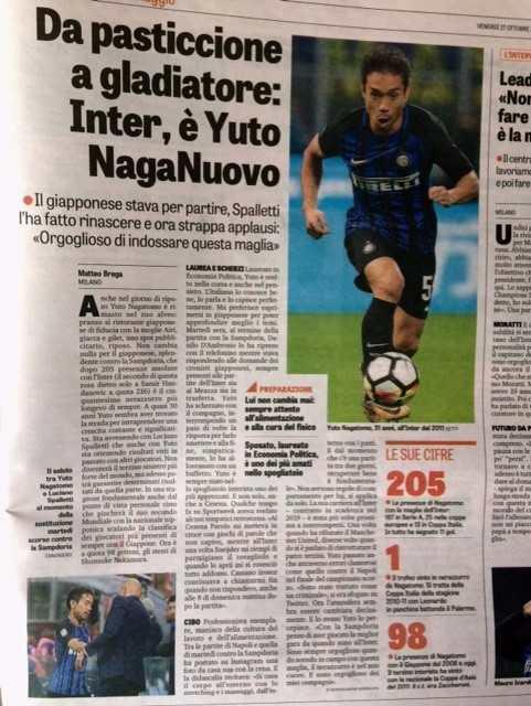 イタリア紙が長友特集 へぼ職人から闘士へ サッカー デイリースポーツ Online
