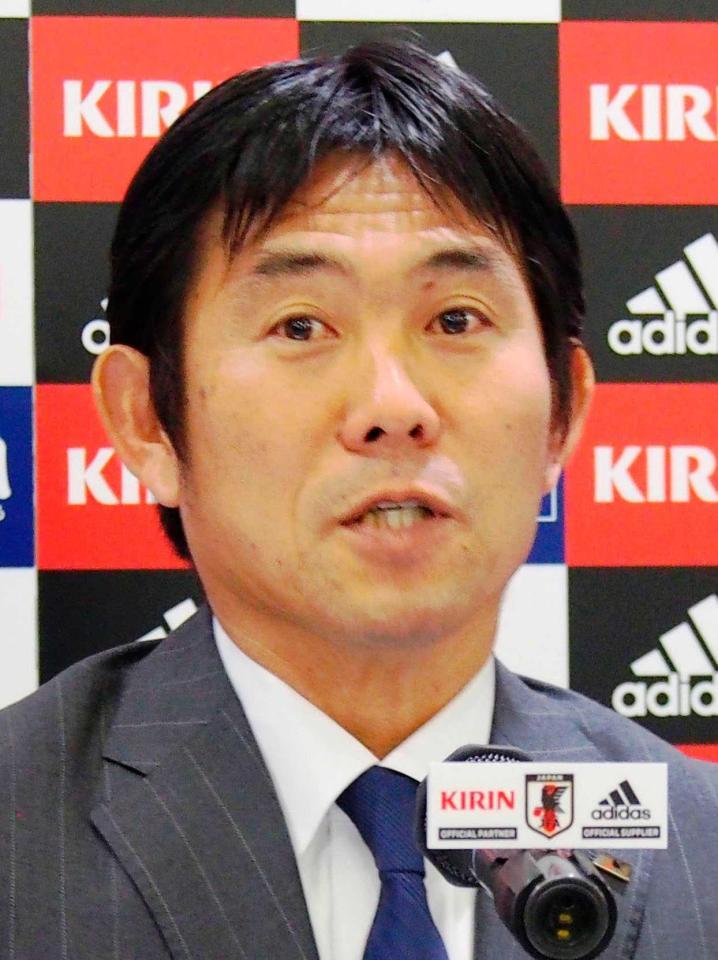 　サッカーの国際親善大会「Ｍ－１５０カップ」に出場するＵ－２０日本代表を発表する森保監督（共同）
