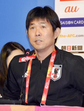 　サッカーＵ－23アジア選手権の初戦を控え、記者会見する日本代表の森保監督