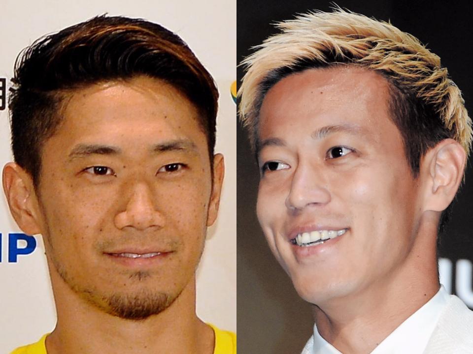 本田圭佑（左）と香川真司