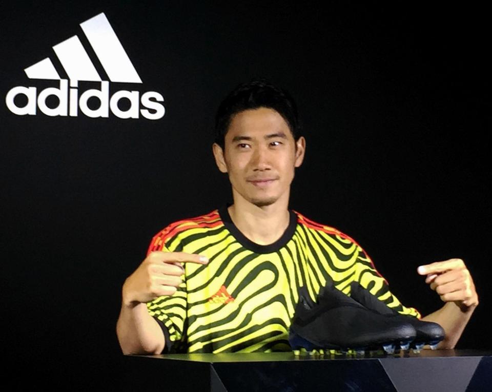 　アディダス社の新スパイク発表会に参加した日本代表ＭＦ香川真司