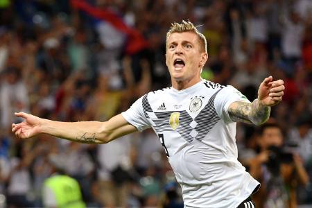 　ドイツ-スウェーデン　試合終了間際、決勝ゴールを決め喜ぶドイツのクロース＝ソチ（ゲッティ＝共同）