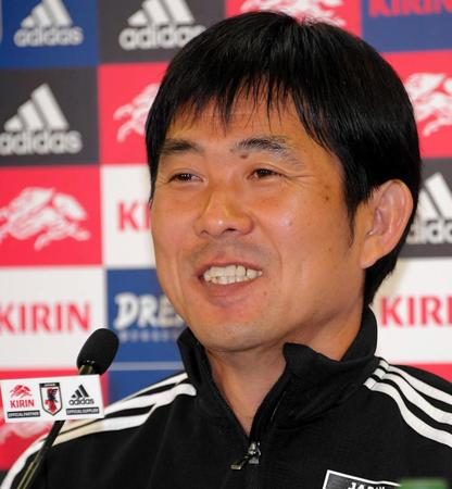 エルサルバドル戦に向けて抱負を語る日本代表・森保一監督＝ひとめぼれスタジアム宮城（撮影・堀内翔）