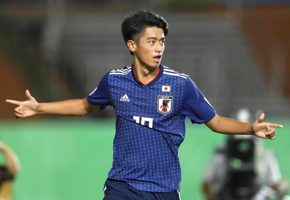 　セネガル戦でゴールを決め喜ぶ西川（ＦＩＦＡ提供・ゲッティ＝共同）