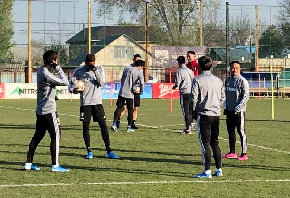 　合宿を開始したサッカー日本代表