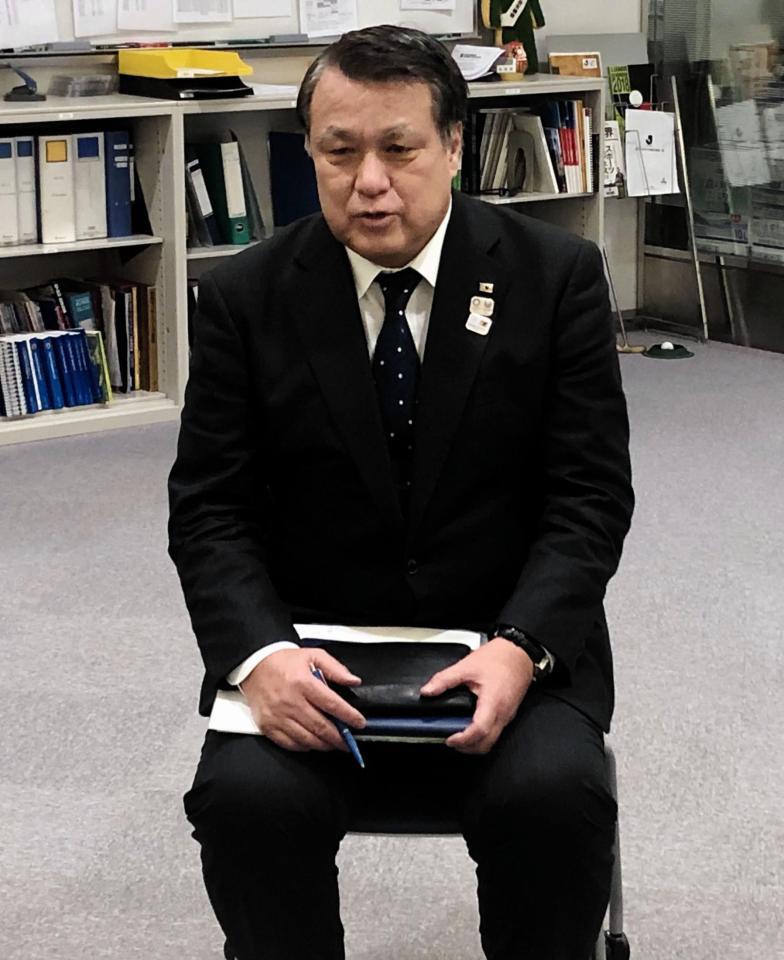 ３月下旬に３期目の会長に選出されることが決まった日本サッカー協会の田嶋会長＝ＪＦＡハウス内