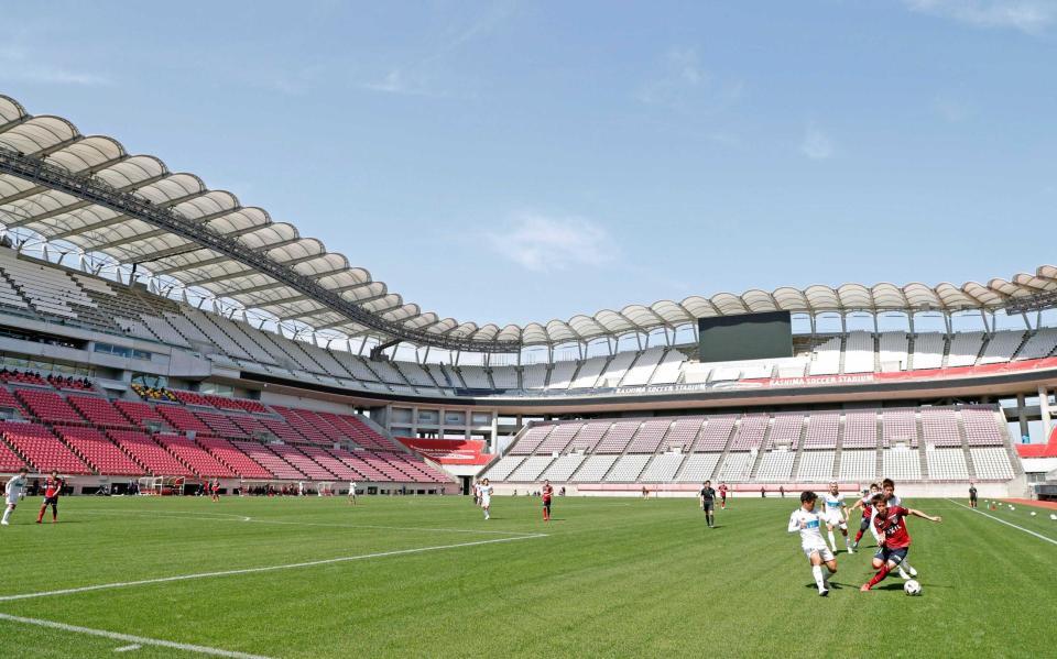 　鹿島－札幌の練習試合が行われた、無人のカシマスタジアム＝３月２１日
