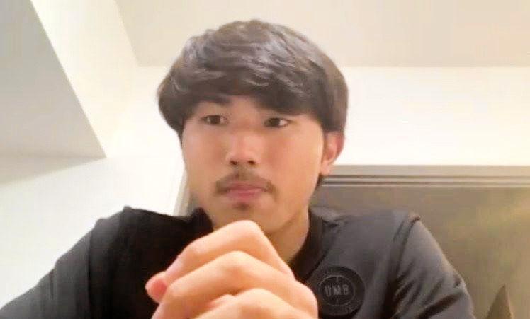 練習後オンラインで取材に応じた渡辺