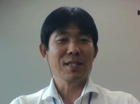 　オンラインで取材に応じる日本代表の森保監督