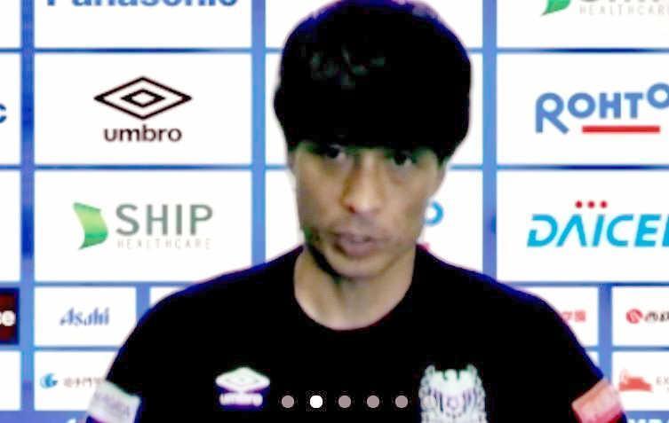 　オンラインでの取材に応じた宮本恒靖監督