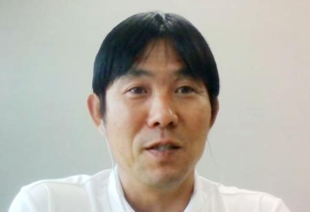 　オンラインで取材に応じるサッカー日本代表の森保監督＝１日