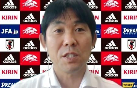 　オンラインで取材に応じるサッカー日本代表の森保監督＝１５日
