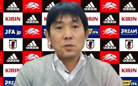 　オンラインで取材に応じたサッカー日本代表の森保監督＝１３日