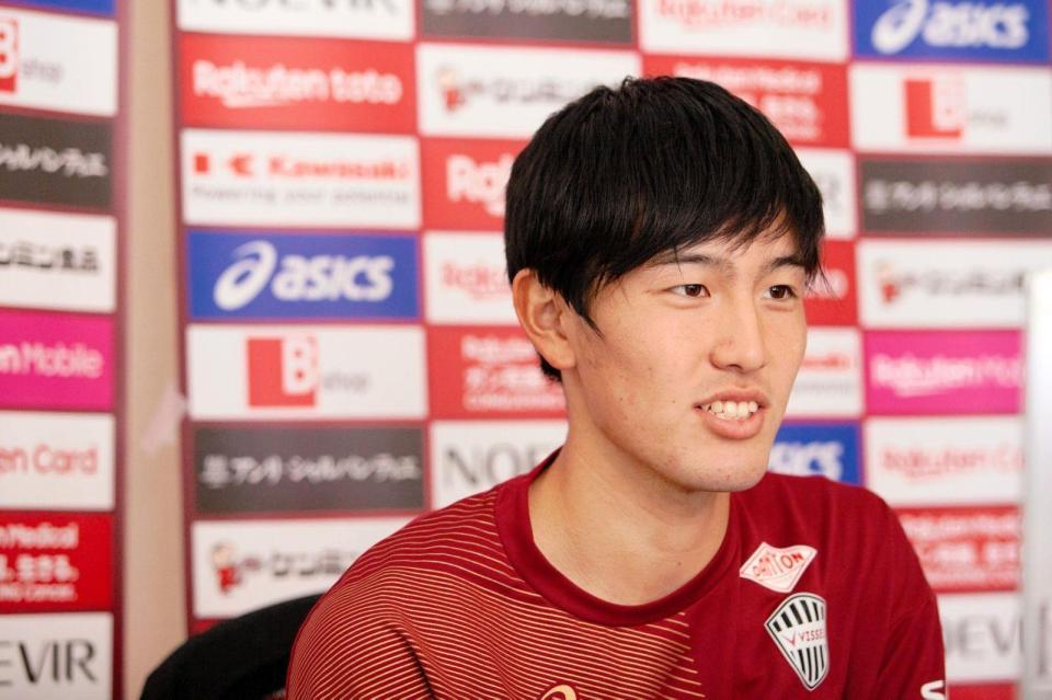 オンライン会見する神戸ＭＦ桜井辰徳（Ｃ）ＶＩＳＳＥＬ　ＫＯＢＥ