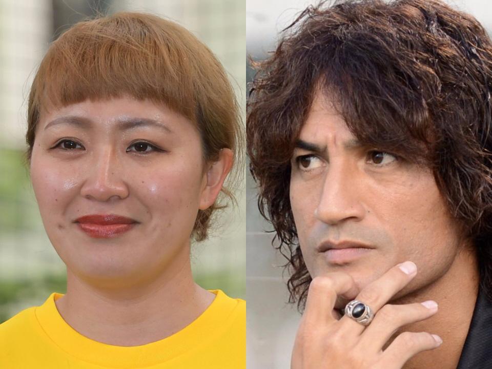 本並健治（右）と丸山桂里奈