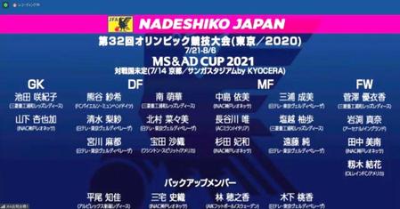 　オンライン会見で発表された東京五輪に臨む、なでじこジャパンのメンバー