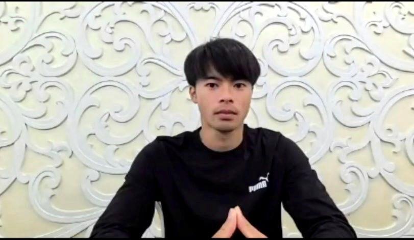 　オンライン取材に応じたＵ－２４日本代表・三笘