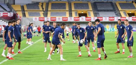 　ボールを軽快に回すスペイン代表の選手たち（撮影・北村雅宏）