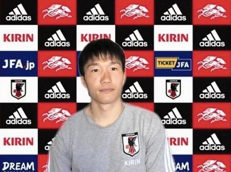 オンライン取材に応じる日本代表ＭＦ稲垣