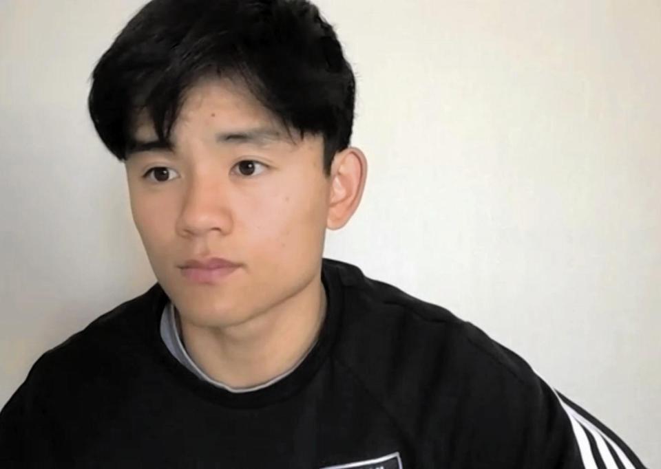 　オンライン取材に応じる日本代表ＭＦ久保