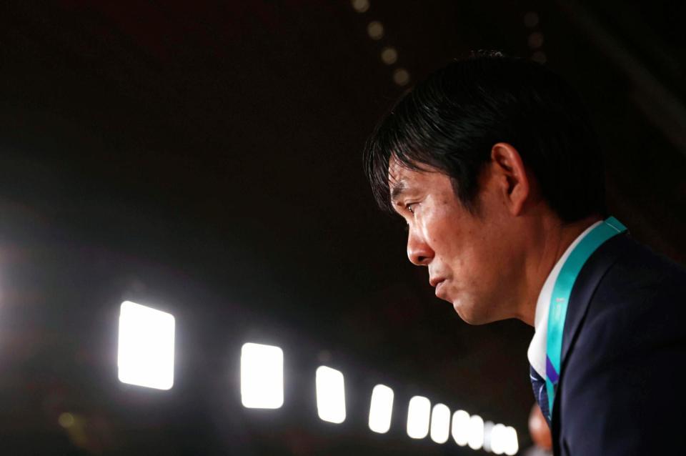 　サッカーＷ杯カタール大会の組み合わせ抽選会を終え、取材に応じる森保監督（ＦＩＦＡ提供・ゲッティ＝共同）