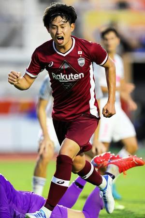 　先制点を決めた神戸ＭＦ郷家（Ｃ）ＶＩＳＳＥＬ　ＫＯＢＥ