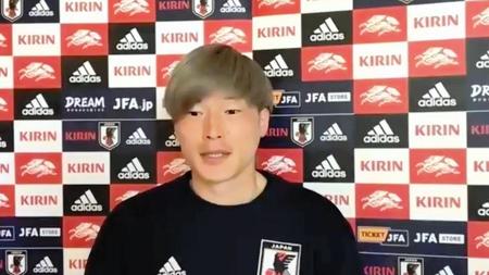 　オンライン取材に応じた古橋亨梧