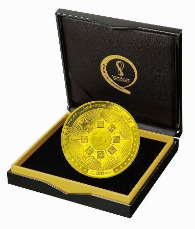 　サッカーワールドカップ（Ｗ杯）カタール大会公式記念コインの１００リヤル金貨