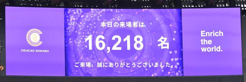 　新宿-鈴鹿は１６２１８名のＪＦＬ最多入場者数となった（撮影・佐々木彰尚）