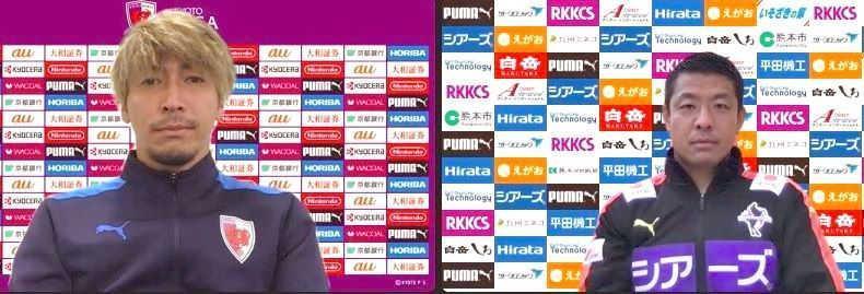 　オンライン会見に出席した京都・上福元（左）と熊本・佐藤