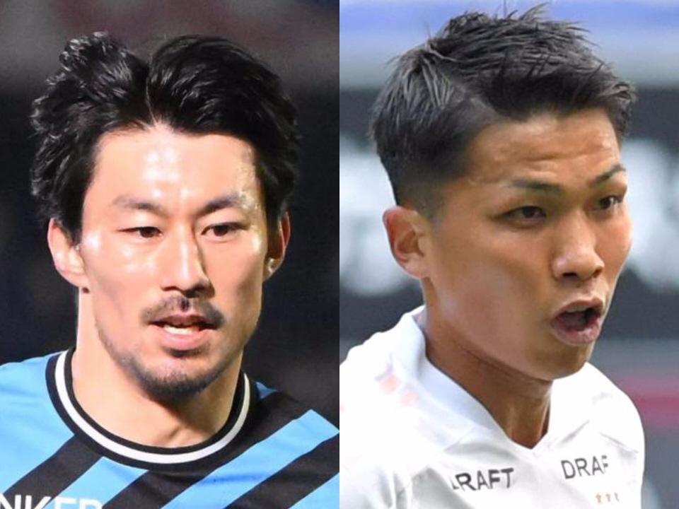 　川崎・家長昭博（左）、横浜Ｍ・西村拓真