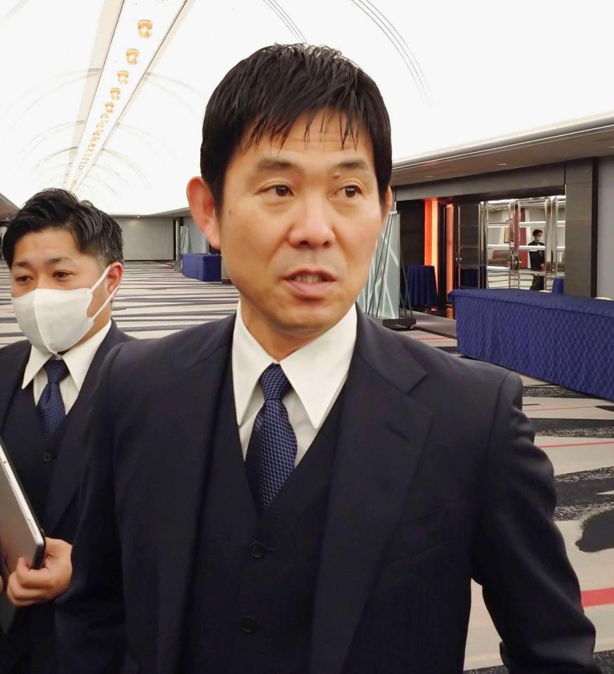 　取材に応じるサッカー日本代表の森保一監督